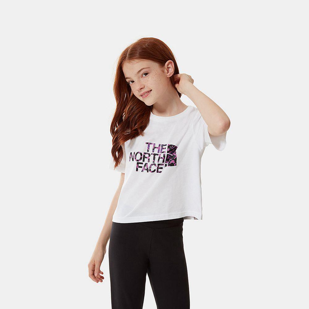 The North Face Easy Cropped Κορίτσια T Shirt - Ασπρα / Μαυρα (ASVB59841)